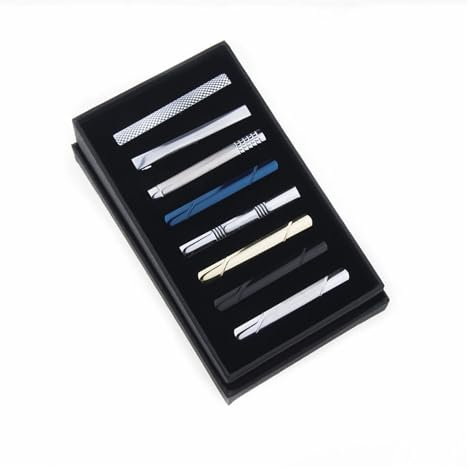 CCYENG Ensemble de Pinces à Cravate Courtes en Argent et Pinces à Cravate Noires (Multicolores)