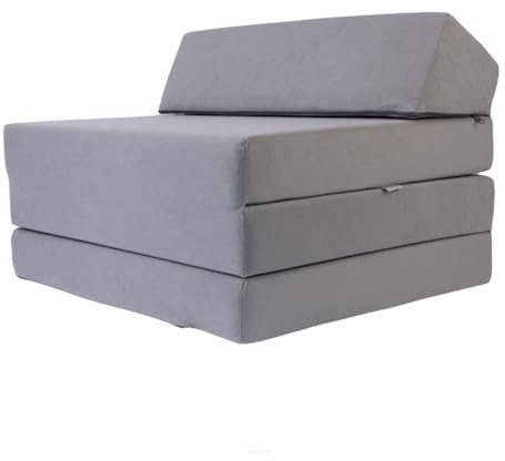 FORTISLINE Klappmatratze 200x70x10 cm mit Kopfteil, 3-teilige Faltmatratze, Gästematratze und Reisematratze, Schaumstoffmatratze mit waschbarem Bezug, Oeko-TEX, hergestellt in der EU