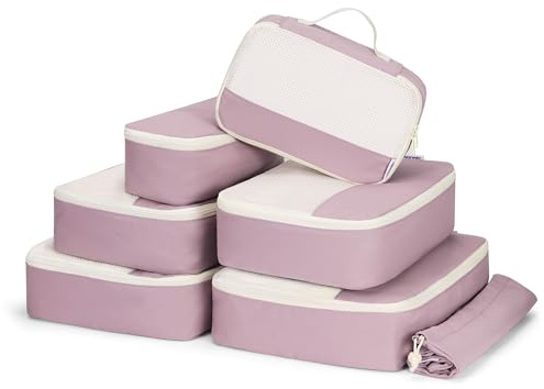 Narwey 7 Teilige Koffer Organizer Set, Packing Cubes Groß Reise Packwürfel | Kofferorganizer in Verschiedenen Größen, Platzsparend Packtaschen für Koffer, Gross Packwürfel Rucksack, Farbenfrohe Geschenk
