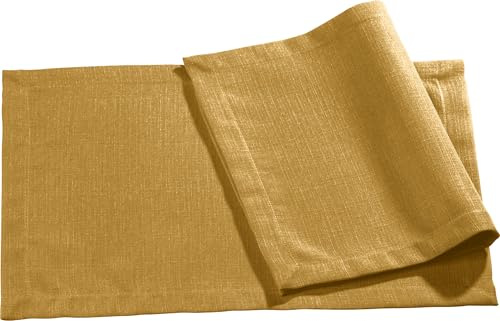 Erwin Müller Tischset, Platzset, Untersetzer Uni, Krefeld Curry Größe 35x50 cm - fleckabweisend, schmutzunempfindlich und leicht zu reinigen, Leinen-Optik (weitere Farben)