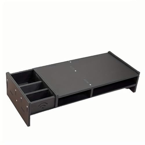 Hixingo Support de Moniteur en Bois, Support d'écran Ordinateur Portable, Socle Réhausseur en Bois de Noyer, pour PC Ordinateur Portable de Bureau Écran TV Tablette (Noir)