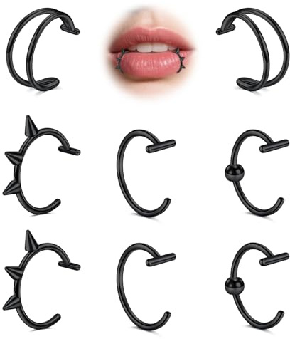 MODRSA Fake Piercing Fake-Septum Fake-Nasenring: Silber Nasenring Nasenpiercing Septum Fake Piercing Non-Pierced Clip On Nose Schmuck
