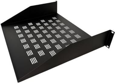 Infitronic INRWL02STL 19 Zoll Rackablage/Fachboden 2HE, 375mm tief, für Netzwerkschrank, Serverschrank & Audio-Rack, seitliche Belüftung, 25kg Traglast, 1,6mm Stahl, Schwarz