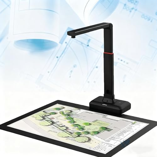 Dokumentskanner - USB-dokumentkamera med maximal inspelningsstorlek A2, 130 språk OCR, justerbar höjdkameraskanner, 23mp bokskanner för Mac/Windows
