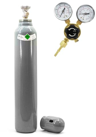 Bestschweissen.de Bouteille de CO2 10 l 7,5 kg remplie de mini réducteur de pression – 2 manomètres pour des applications de soudage et industrielles précises