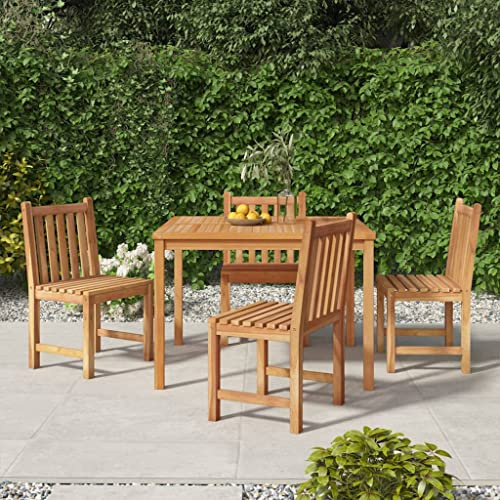 Tonture 5-TLG. Garten-Essgruppe Massivholz Teak, 110x110cm Tisch, 4 Stühle, wetterfest, für Außenbereich, Balkonmöbel, hohe Belastbarkeit