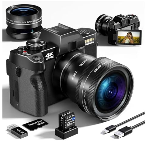 FJLKGDSP Appareil Photo numérique Compact 4K, Webcam Wi-FI, enregistreur vidéo Vlog Vintage, caméscope 48 MP, Zoom 16x