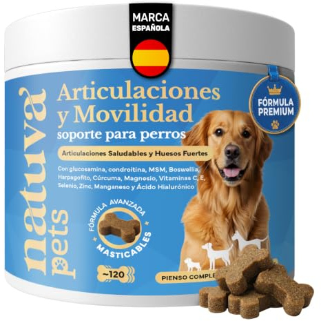 Condroprotector Perros - Glucosamina, Condroitina, MSM, Ácido Hialurónico | Con Extractos Vegetales, Minerales y Vitaminas - Para Todas las Razas - Cuidado de Huesos y Articulaciones - 120 Masticables