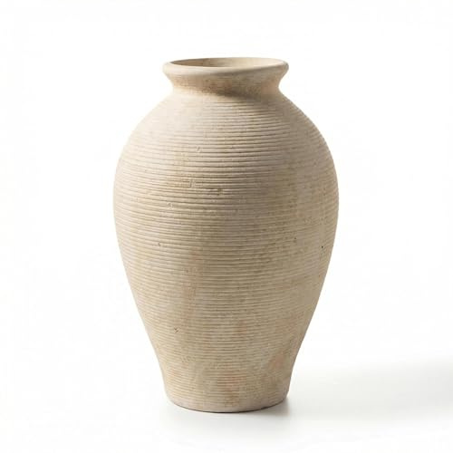 Sawoake Große Keramikvase 23 cm, Rustikaler Tischmittelpunkt im Bauernhaus-Stil, Vintage Bodenvase für Trockenblumen, Wohnzimmer-Deko für Kaminsims, Bücherregal & Büro