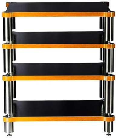 Easnuroz HiFi-Rack AV-Regal 3/4-stufiges HiFi-Rack/Plattenspielerständer Hohes Schrankmöbel Für Stereoanlagen, Eck-TV-Möbel(Wood Color-C,60 * 103 * 48cm)