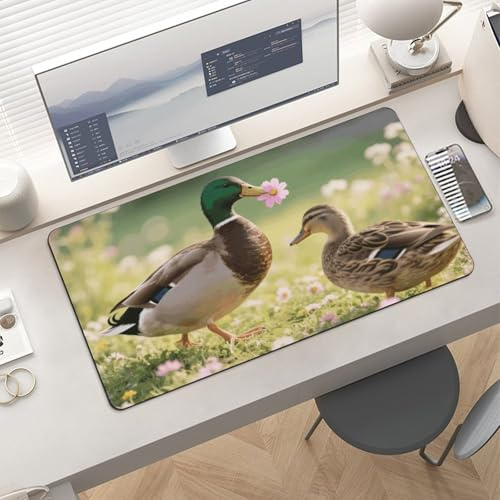 Waterproof Desk Pad 24x12 Non-Slip Rubber Funny Ducks Mouse Pad for Keyboard & Laptop Foldable Office Computer Desk Mat Smooth Gaming Surface for Home Remote Work Desktop Accessories