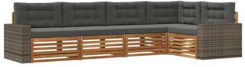 vidaXL Outdoor-Sofagarnitur 5 pcs Natur und Anthrazit, Patio Lounge, modernes Sofa für draußen, wetterfestes Gartenmöbel, bequemes Terrassen-Set
