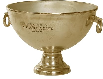 Barprofessional Champagnerkühler Vintage Gold, elegante Champagnerschale mit Vintage Design, 47cm Durchmesser, 35cm hoch, goldener Aluminiumguss, Flaschenkühler für stilvolle Präsentation