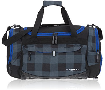 ALESSANDRO/ELEPHANT Sporttasche Mate Fitness Gym Tasche Reisetasche 55 cm / 45 Liter (Plaid Black 1 (schwarz-blau))