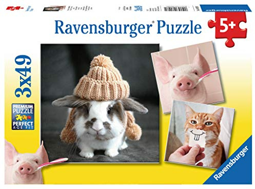 Ravensburger Kinderpuzzle 08028 - Witzige Tierportraits - 3 x 49 Teile