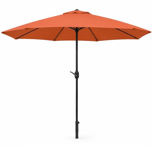 Garden Market Place Garden Parasol with Tilt & Crank Handle, Outdoor Patio Umbrella with 180g Fade Resistant Polyester Canopy, Wind Vent, 38mm Aluminium Pole, 6 Ribs 2.7m Wide x 2.5m Height Terracotta