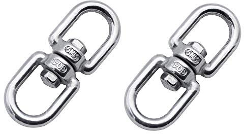 GLUK 2 Pcs Tiny 304 Stainless Steel Swivel Hook, Heavy Duty 5MM Double-Ended Swivel Hook Plant Hanger Basket Spinners for Hanging Plants Bird House