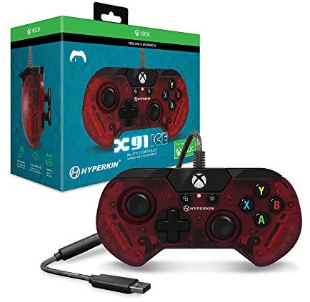 X91 Ice Wired Controller for Xbox One/Windows 10 PC (Ruby Red) - Hyperkin - Officially Licensed by Xbox