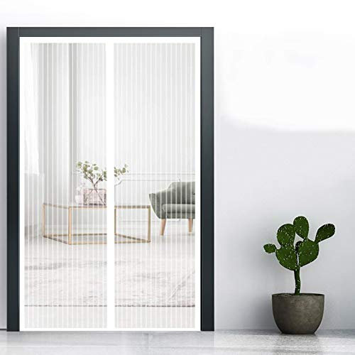 GUOGAI Moustiquaire Porte Fenetre Magnetique, 105x230cm(41x91inch) Moustiquaire Enroulable Moustiquaire Porte Fenetre Facile à Installer sans Percer pour Couloirs, Portes, Blanc A