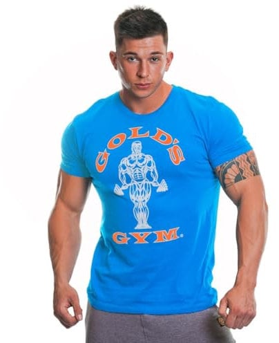 Gold's Gym Mens Ggtop009 Hooded Long Sleeve Top T-Shirt, Turquoise/Orange, L EU