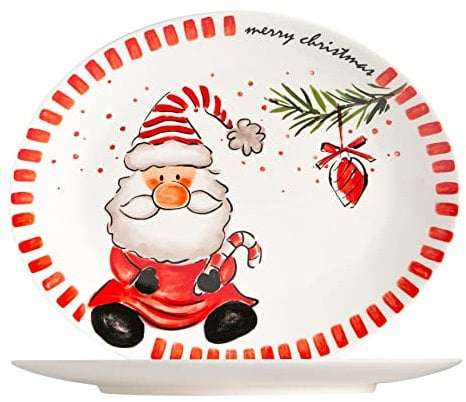 Nicola Spring 2 Stück Christmas Dinner Plates Set - Neuheit Festliche Weihnachten Geschirr - 31 x 25,5 cm - Weihnachts