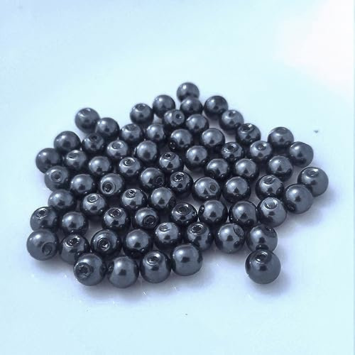 (6 mm/Grau) Glasperlen - Bastelperlen aus Glas rund - 30 Farben mit Loch Perlen zum Basteln auffädeln Armbänder Traumfänger bunt Set DIY mini kleine große Kinder Bastelperlen Schmuck