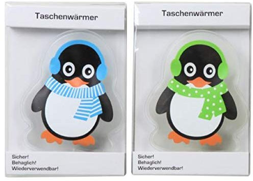 Hs24store 2 Stück Taschenwärmer Handwärmer Motiv Pinguin grün blau