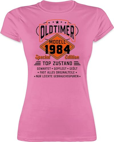 Shirt Damen - 40. Geburtstag - Oldtimer Modell 1985 - L - Rosa - Geschenke für Frauen ab 40 40er Jahre Outfit 40.Geburtstag 1983 t-Shirts Frau Geschenk 40geburtstag 40-er Made in Tshirt