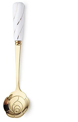 Edelstahl Löffel Keramikgriff Vintage Gold Blume Kleine Kaffee Tee Fancy Zucker Dessert Teelöffel Cafe Küchentisch (Color : Platinum rose, Size : 11.5cm)