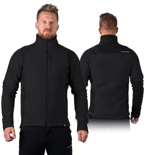 NORTHFINDER Felpa in pile da uomo Mission, calda giacca in pile da uomo con tecnologia antipilling utilizzata, perfetta come maglione da lavoro da uomo, Nero , XL
