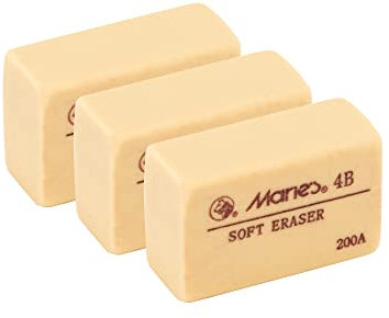 Marie's Artist 3 Pack 4B Radiergummis, professionelle Qualität, entfernt Kohle, Graphit und andere Blei vollständiger