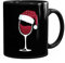 MoonWorks® Kaffee-Tasse Weihnachten lustig Weinglas mit Weihnachtsmütze Weihnachtsmotiv Bürotasse witzige Kaffeebecher schwarz Keramik-Tasse