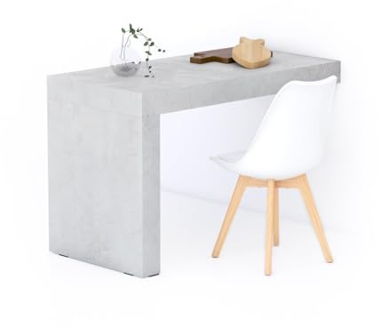 MOBILI FIVER, Evolution Esstisch 120 x 60, Grauer Beton, mit einem Bein, Made In Italy