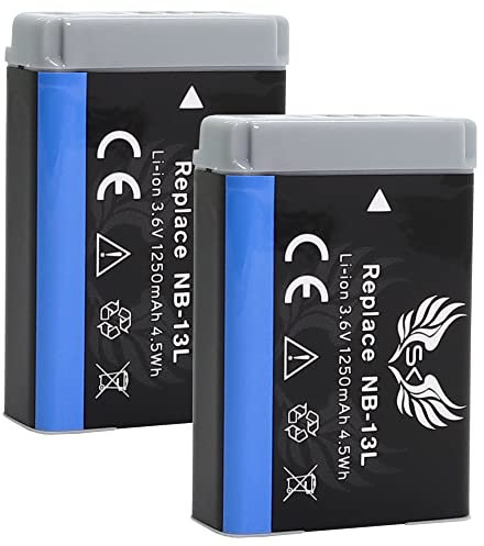 2X SK Akku Ersatz für Canon NB-13L | 1250mAh | für PowerShot G1 X Mark III / G5 X G9 X Mark II / G7 X Mark II - III / SX720 HS / SX730 HS / SX740 HS