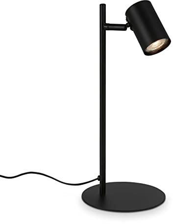 BRILONER Leuchten-Tischlampe verstellbar, Tischleuchte schwenkbar, Schreibtischlampe, Kabelschalter, 1x GU10 Fassung max. 9 Watt, Schwarz, 38,5 cm, 7408-015