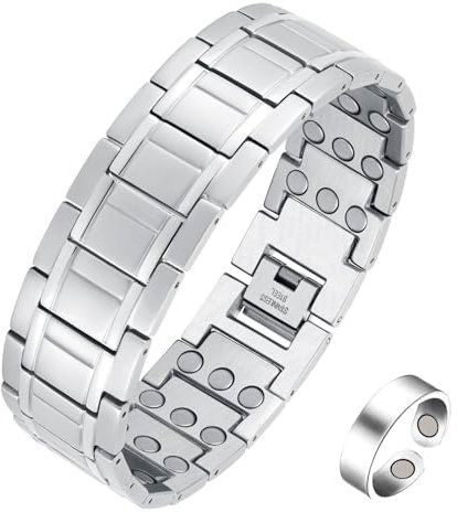Jecanori 3X Ultra Strength Magnetic Bracelet for Men.Men's Titanium Steel Bracelet with 57 Magnets(3500 Gauss).Adjustable Wristband Brazaletes with Free Adjustment Tool and Gift Box