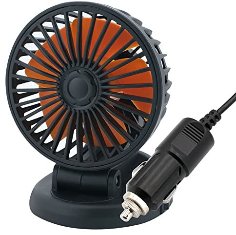 Baceyong Ventilateur de voiture, ajustement multi-angle 5V / 12V / 24V Vigue de barre de cigarette pour voitures Vans RV Camion Trucks gris/jaune/orange