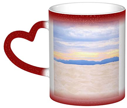 WOWBED Romantische weiße Farbe ändernde Tasse Keramik wärmeempfindliche Farbwechsel Tassen wärmeaktivierte Sublimation für Kaffeetasse