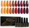 Shining She Nail Polishes Set, 10 Colours Yellow Orange Red Glitter Gel Polish Set Soak-Off UV/LED Nail Polish Gel for Autumn Winter Halloween, 8ML
