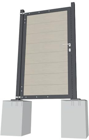 Gartenwelt Riegelsberger Universal Alu-Torrahmen Anthrazit mit WPC-Füllung sand Zubehör für Gartenzaun Zaun WPC Steckzaun Sichtschutzzaun Garten Terrasse