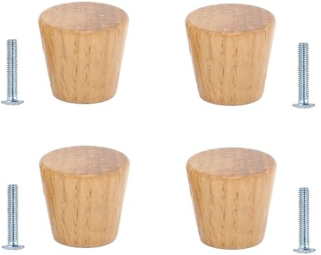 PILYON Schrankknöpfe 4 Stück Massivholzknöpfe Und -Griffe, Mini-Griff, Eiche, 22X20mm Flach