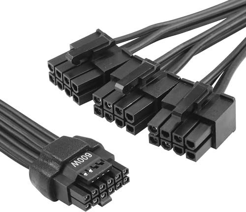 CERRXIAN 2.3FT ATX3.0 12VHPWR to 3 x 8Pin Power Cable,PCI-e 5.0 12VHPWR ATX3.0 600W 16 Pin Male to 3x8Pin(6+2) Male Cable,for Graphic Card GPU 12+4pin RTX 3090Ti 4070Ti 4080 4090 (3x8Pin M-0.7M)
