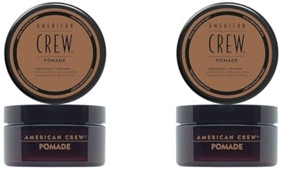 AMERICAN CREW – Pomade, Stylingprodukt für Männer, Haarprodukt mit mittlerem Halt, Haarpomade auf Wasserbasis, optimal für glatte Frisuren mit viel Glanz, 85 g (2er Pack)