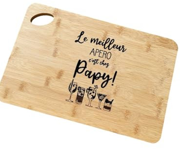 Planche à Découper en Bois 20x30 cm – Le Meilleur Apéro C'est Chez Papy – Planche Apéro Gravée – Cadeau Original Grand-Père