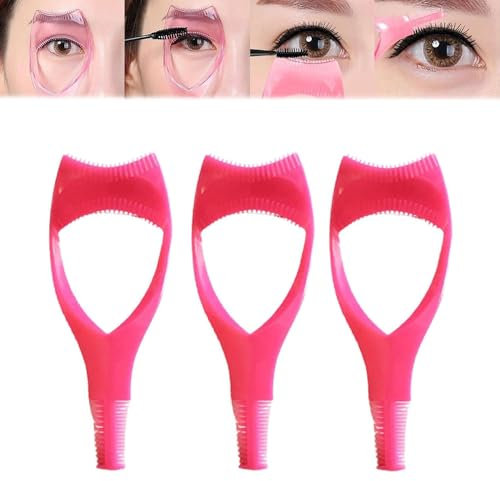 Mascara Shield Applicator Guard,3 in 1 Eyelashes Tools Mascara Shield Applicator Guard,Disposable Makeup Applicators,Eyelash Tool Mascara Guard,Eyelash Guide for Makeup for Make Up Beginner- (Red)