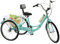 vinnyooc 24 Erwachsene Dreirad 3 Räder Fahrrad 7 Gang Tricycle Klappbar Fahrrad Senioren Fahrrad Mit LED Licht Gemüsekorb Dreiräder für Erwachsene Männer Frauen und ältere Menschen (Türkis)