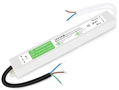 LED Trafo 12V 36W, Transformator 230V Auf 12V, 3A Treiber Netzteil, Ultra Dünn IP67 Wasserdicht Konstantspannung Niedervolttrafo Für Lampen MR11 MR16 G4 Halogen Birnen
