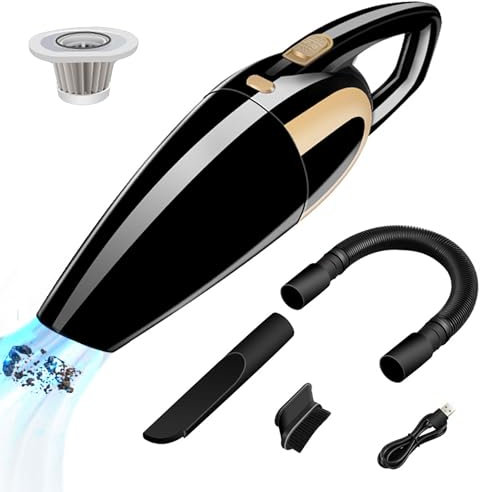 Aspirateur à main, mini aspirateur sans fil 15 000pa, aspirateur de bureau puissant 120 W, aspirateur de voiture portable 7 500 mAh pour la maison, la voiture, le bureau, les poils d'animaux (noir)
