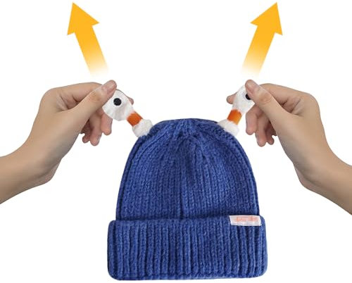 WOBBLO Wintermütze für Herren, glänzende Strickmützen mit lustigen faltbaren Tentakeln | Lustige und bequeme Strickmützen für warme Outdoor-Aktivitäten, Männer und Frauen, blau, One size