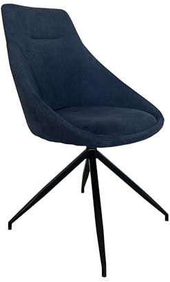 Mevsim Store Esszimmerstühl Blau - Stoff mit Metallbein Moderner 360 Grad Drehbarer Stuhl für Wohnzimmer, Büro, Küche, Salon, Schminkstuhl, Balkon - Schwarzes Metall rutschfeste Beine aus Edelstahl